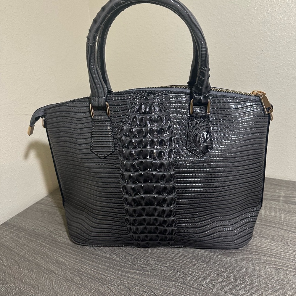 Crocodile Print Top Handle/crossbody handbag  Bag, Dark gray